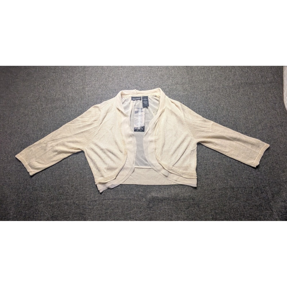 Nina Leonard Women's Textured Long Sleeve White Shirt Size Medium NWT